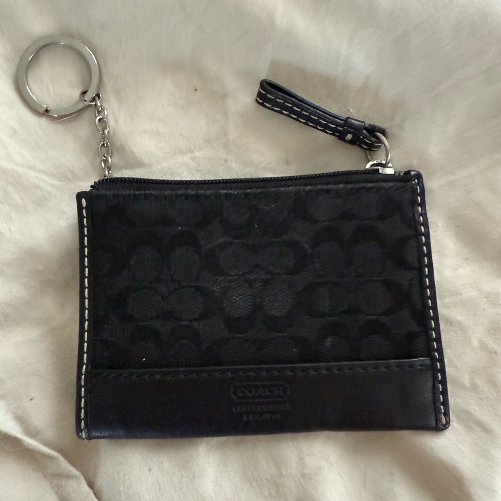 Coach Mini ID Card Case with Key Ring, Black